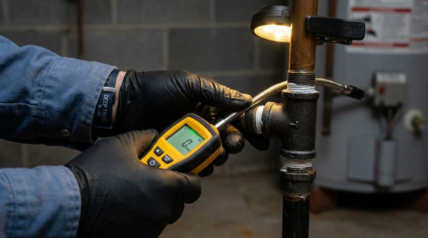 Gas leak detection with electronic sniffer by Johns Plumbing LLC in Royston