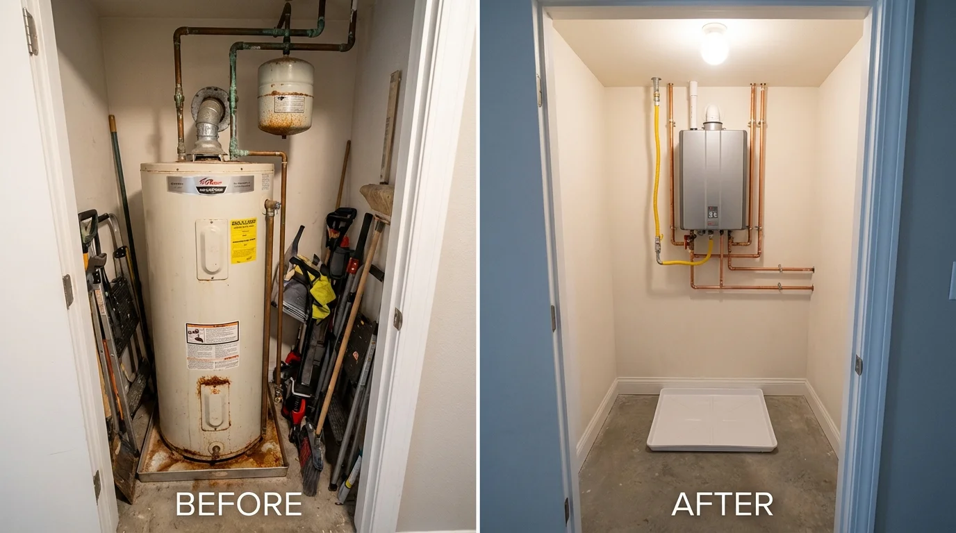 Tank water heater versus wall-mounted tankless unit comparison for Royston, GA homeowners